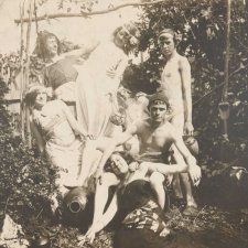 Ruby, Norman, Pearl, Percy, Reg, Bill Dyson and Mary in Creswick garden