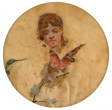 Head Study and Butterfly, c.1888 by Charles Conder (1868–1909)