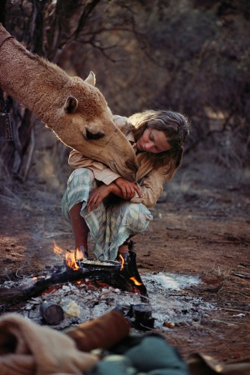Robyn Davidson and Bub the camel, 1977 by Rick Smolan 