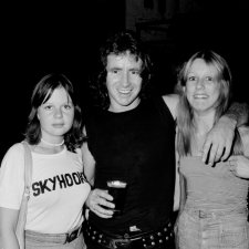 Bon Scott,  AC/DC with fans, 1977 Bob King
