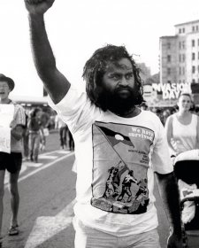 Vincent Brady leading anti Bicentenary Protest, Brisbane, 1987 Michael Aird